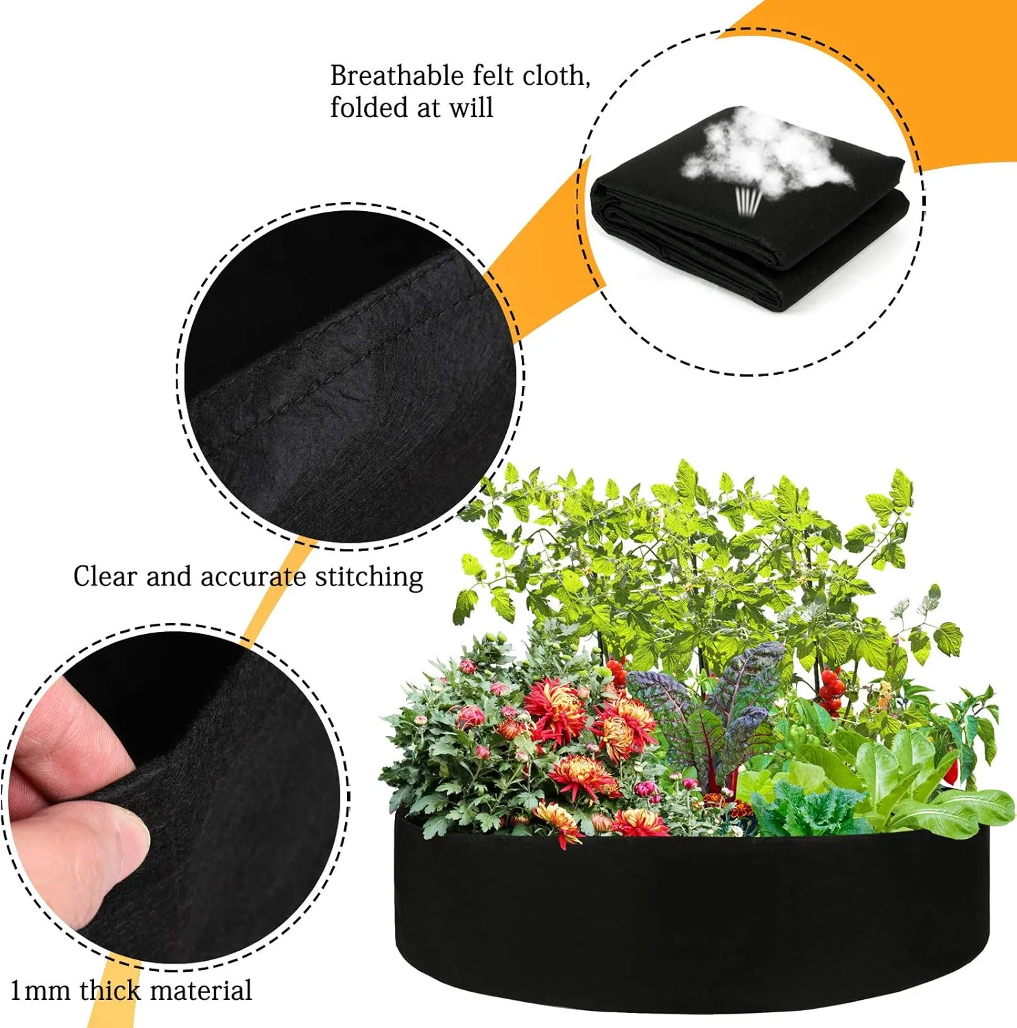 MeiBoAll 100 Gallon Plant Grow Bags, Heavy Duty Fabric Round Raised Garden Bed Planter Pots, Raised Garden Planting Bed Round Breathable Felt Planting Container for Flower Vegetable Potato