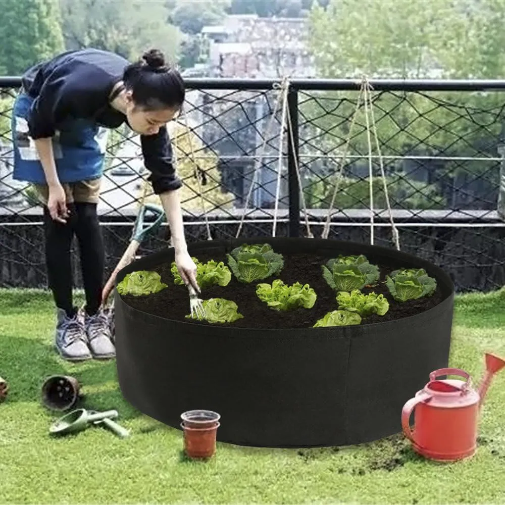 MeiBoAll 100 Gallon Plant Grow Bags, Heavy Duty Fabric Round Raised Garden Bed Planter Pots, Raised Garden Planting Bed Round Breathable Felt Planting Container for Flower Vegetable Potato