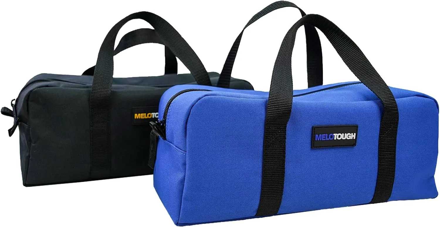 MELOTOUGH Utility Tool Tote bag Combo Kit-Includes 2 Medium Tool Organizer Bags for Electrician, Plumbing, Gardening, HVAC & More (14 inch,Black&Bule)