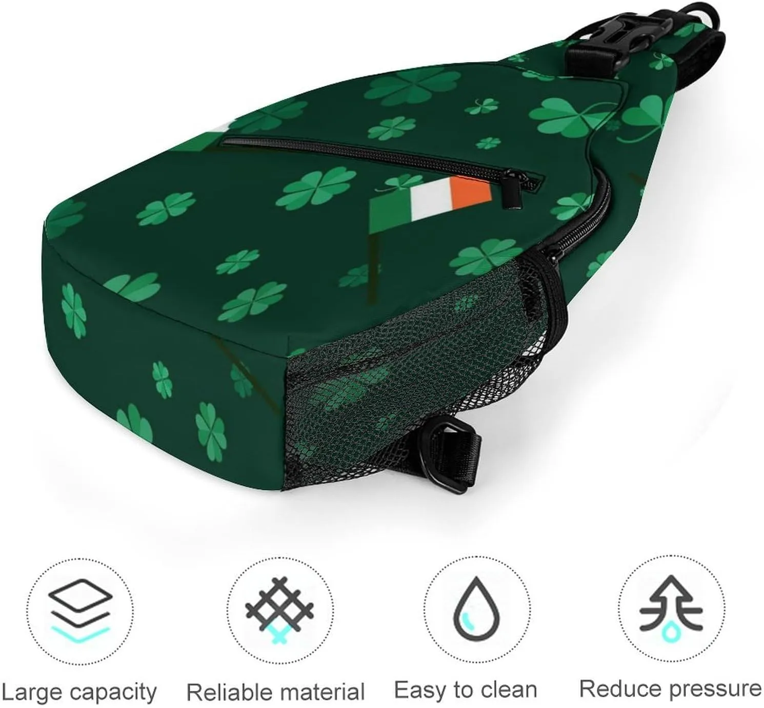 Men & Women Gym Bags Sack Daypack Outdoor Backpack, for Clover And Irish Flag Green Sling Bag Backpack Backpacking for Climbing Camping Cycling Travel - Tactical Satchel