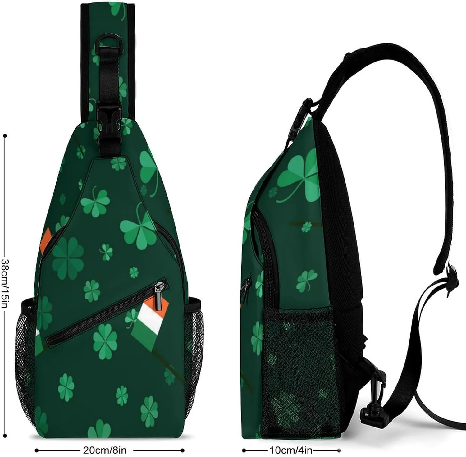 Men & Women Gym Bags Sack Daypack Outdoor Backpack, for Clover And Irish Flag Green Sling Bag Backpack Backpacking for Climbing Camping Cycling Travel - Tactical Satchel