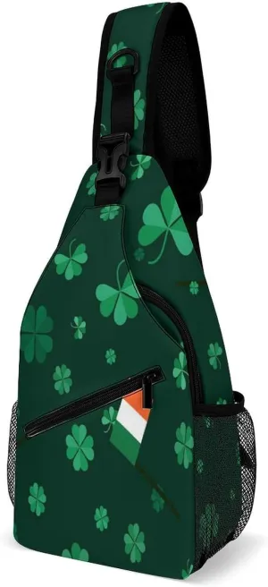Men & Women Gym Bags Sack Daypack Outdoor Backpack, for Clover And Irish Flag Green Sling Bag Backpack Backpacking for Climbing Camping Cycling Travel - Tactical Satchel
