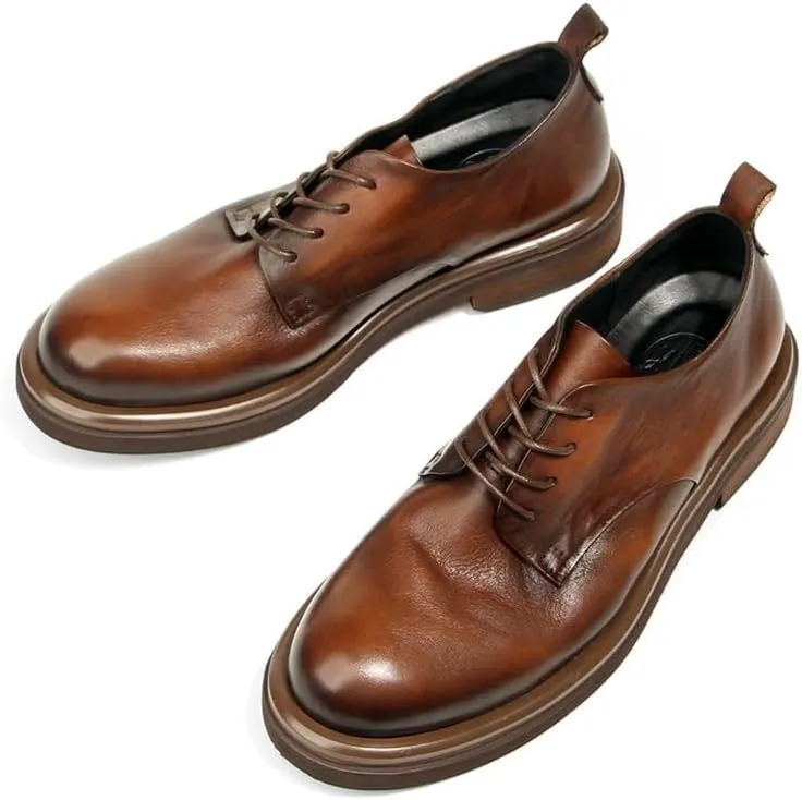 Men's Casual Leather Shoes Leather Upper Lace-ups Round Toe Fashion Dress Shoes Non-Slip Rubber Thick Sole Breathable Driving Walking Shoes for Men(White-Patch Five-Pointed star4,10.5)