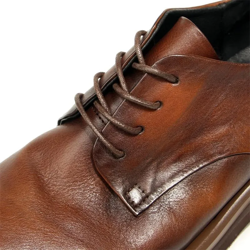 Men's Casual Leather Shoes Leather Upper Lace-ups Round Toe Fashion Dress Shoes Non-Slip Rubber Thick Sole Breathable Driving Walking Shoes for Men(White-Patch Five-Pointed star4,10.5)