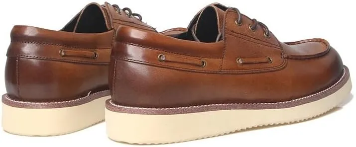 Men's Casual Leather Shoes Thick-Soled Comfortable Shoes Round Toe Fashion Non-Slip Rubber Soft Sole Lace-ups Durability Shoes(White-Patch Five-Pointed star4,7.5)