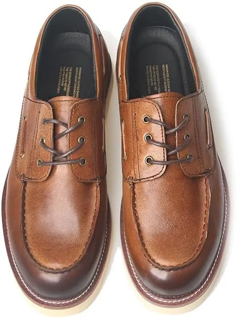 Men's Casual Leather Shoes Thick-Soled Comfortable Shoes Round Toe Fashion Non-Slip Rubber Soft Sole Lace-ups Durability Shoes(White-Patch Five-Pointed star4,7.5)