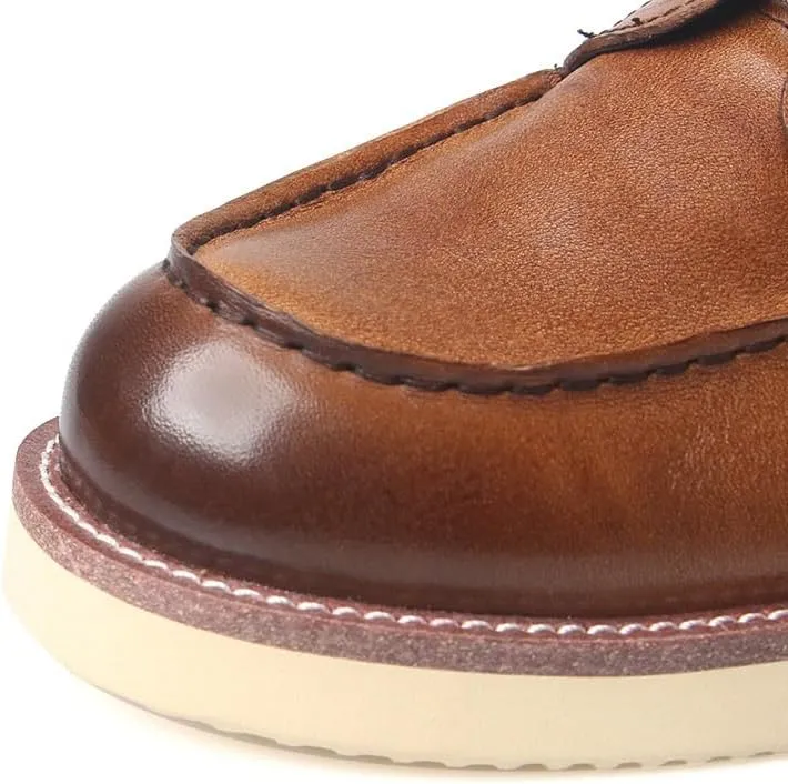 Men's Casual Leather Shoes Thick-Soled Comfortable Shoes Round Toe Fashion Non-Slip Rubber Soft Sole Lace-ups Durability Shoes(White-Patch Five-Pointed star4,7.5)