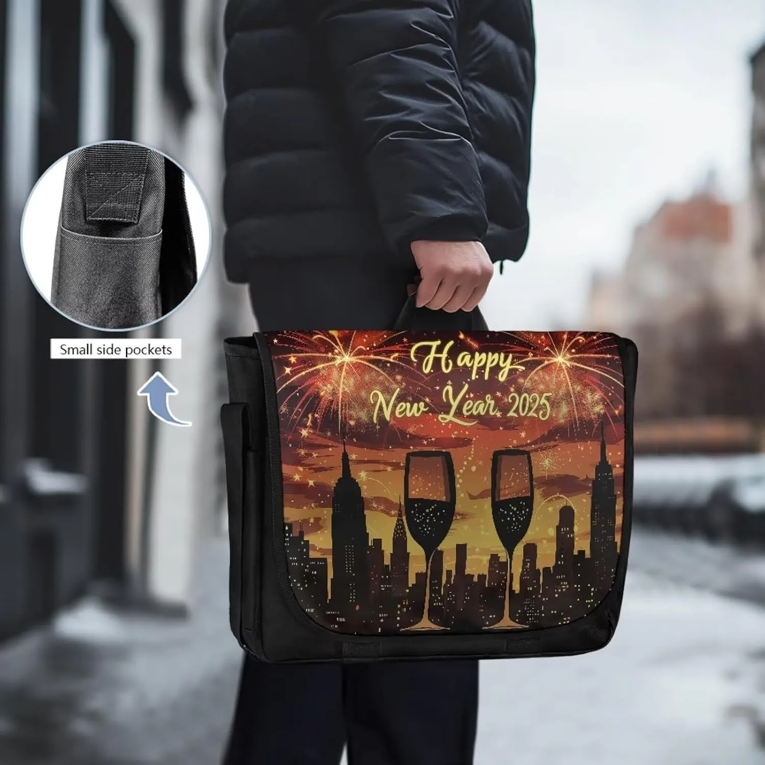 Mens Flap Crossbody Bag Vintage Messenger Bag Large Women Shoulder Satchel Laptop Handbag for College Work Daily