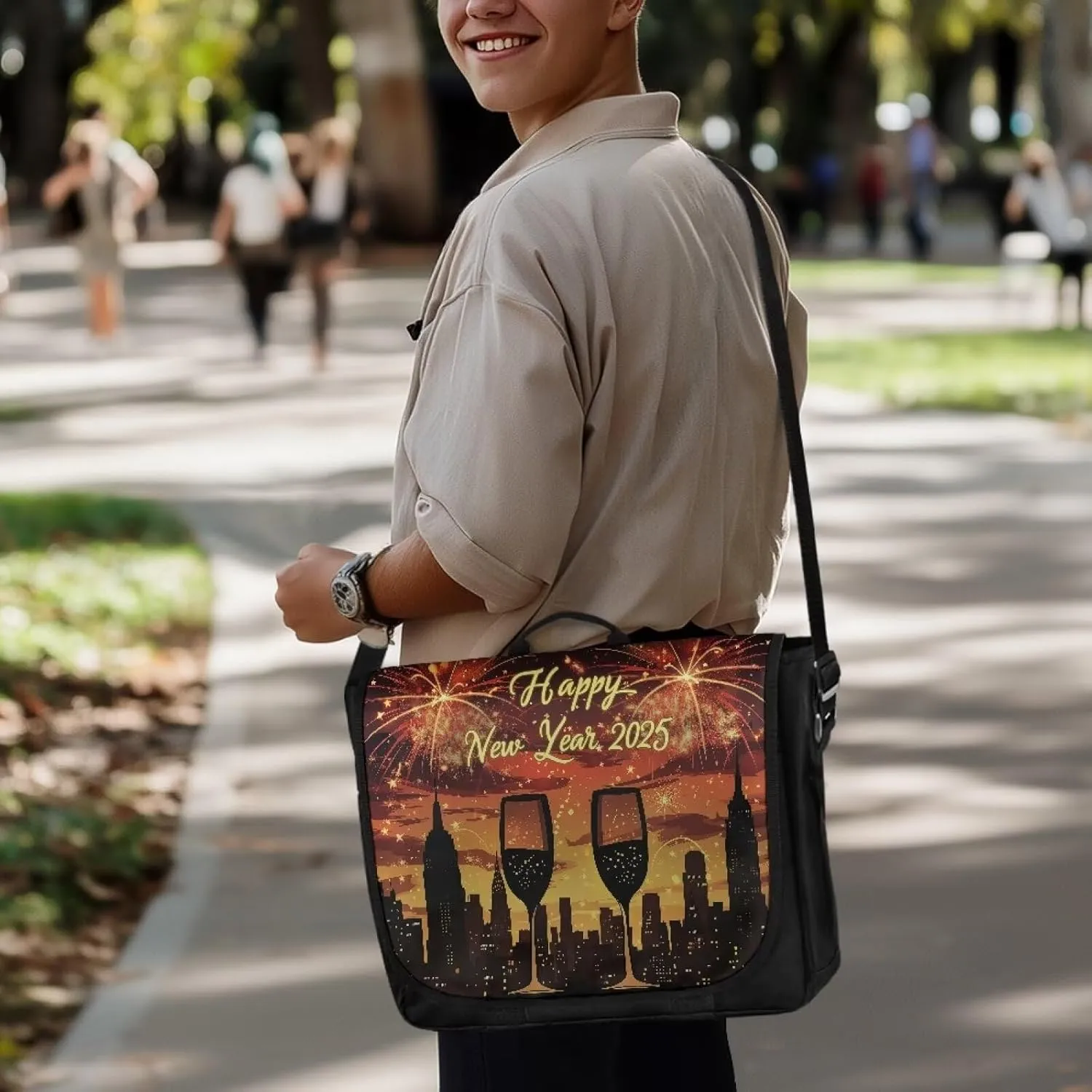 Mens Flap Crossbody Bag Vintage Messenger Bag Large Women Shoulder Satchel Laptop Handbag for College Work Daily