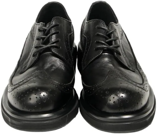 Men's Round Toe Dress Shoes Brogue Carved Upper Casual Lace-ups Shoes Lightweight Men's Leather Upper Anti Slip Sole Meticulous Versatile Shoes(D,9)