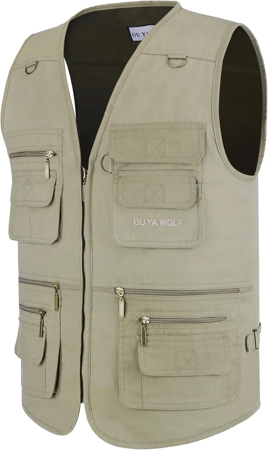 Men's Utility Work Hunting Travel Fishing Multi-Pockets Outdoor Vests