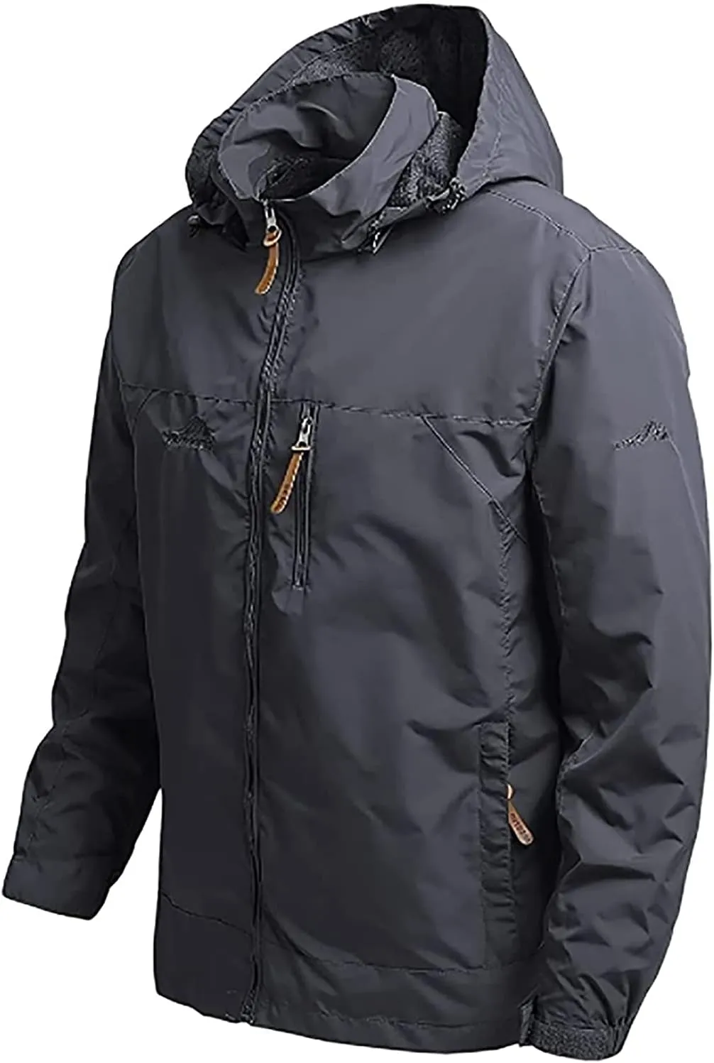 Men's Warm Ski Jacket, Lined Winter Jacket, Water-Repellent Functional Jacket with Detachable Hood