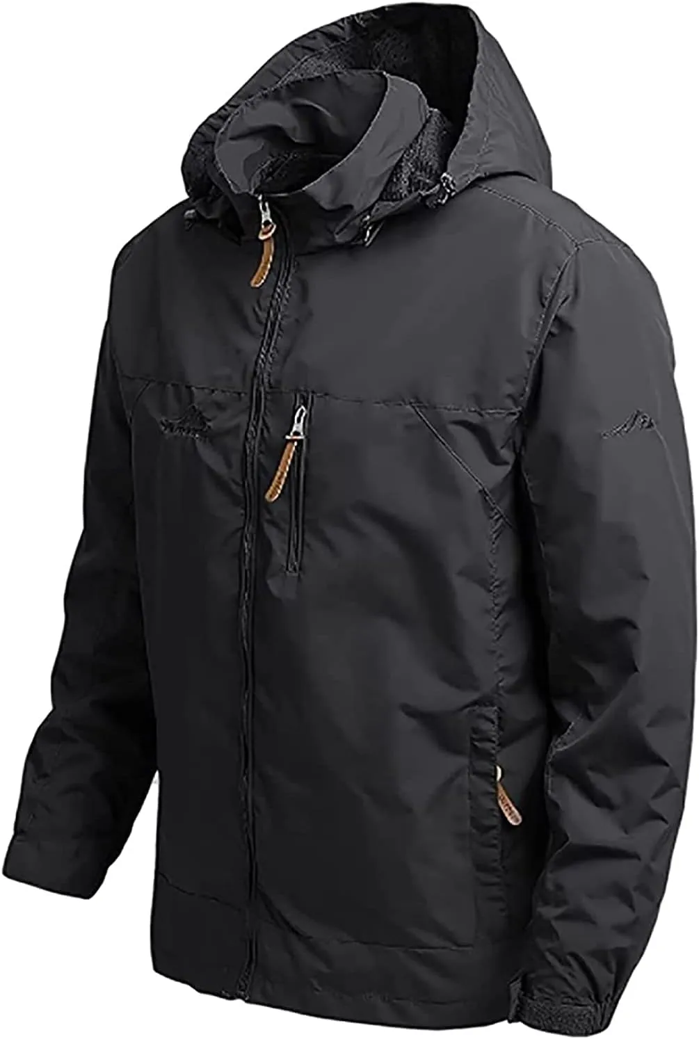 Men's Warm Ski Jacket, Lined Winter Jacket, Water-Repellent Functional Jacket with Detachable Hood