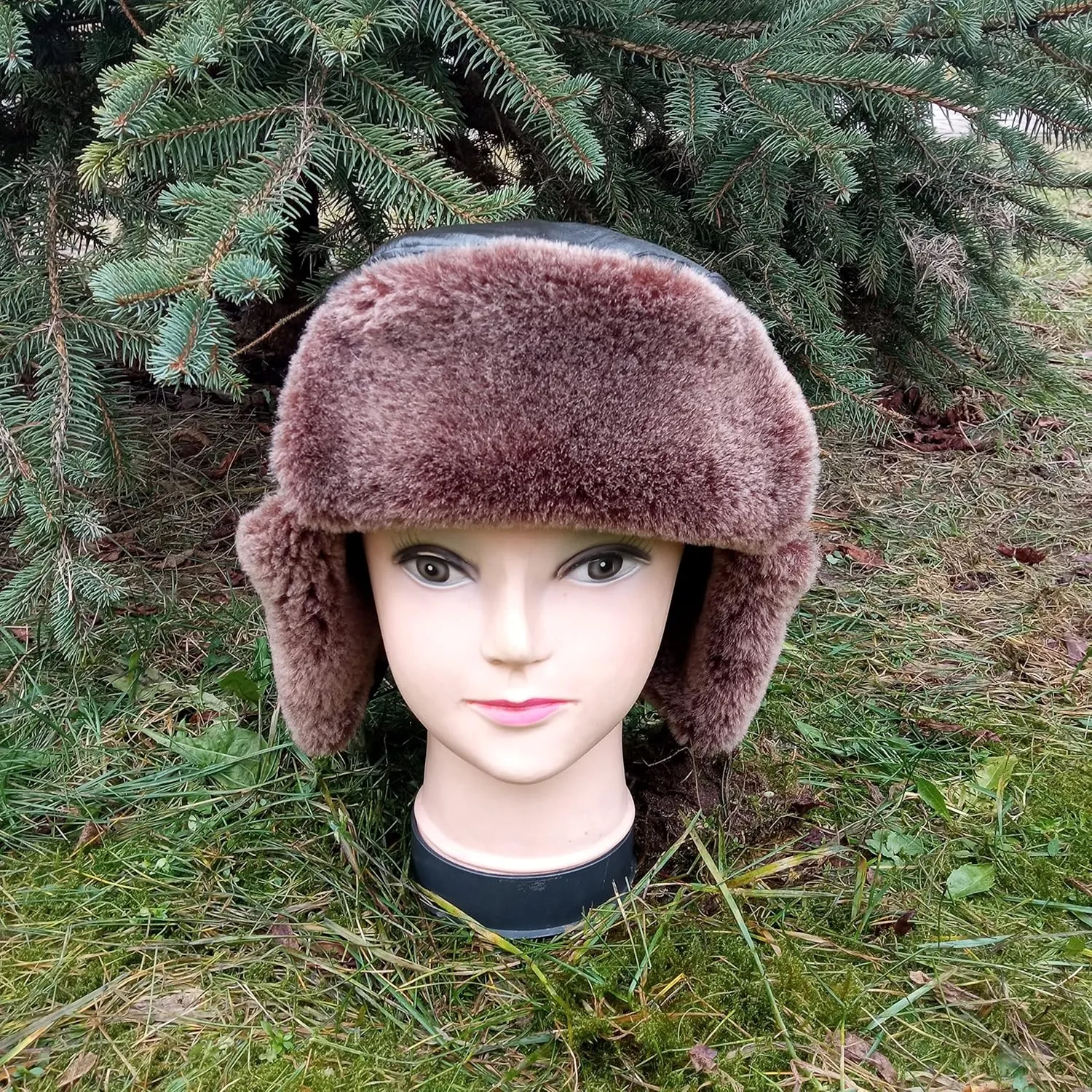Mens winter sheepskin earflaps.Warm winter hat.original mens earflaps.Christmas gift.bomber hat.hunter hat.fisherman hat.leather earflaps.fathers day gift (57-58 cm)
