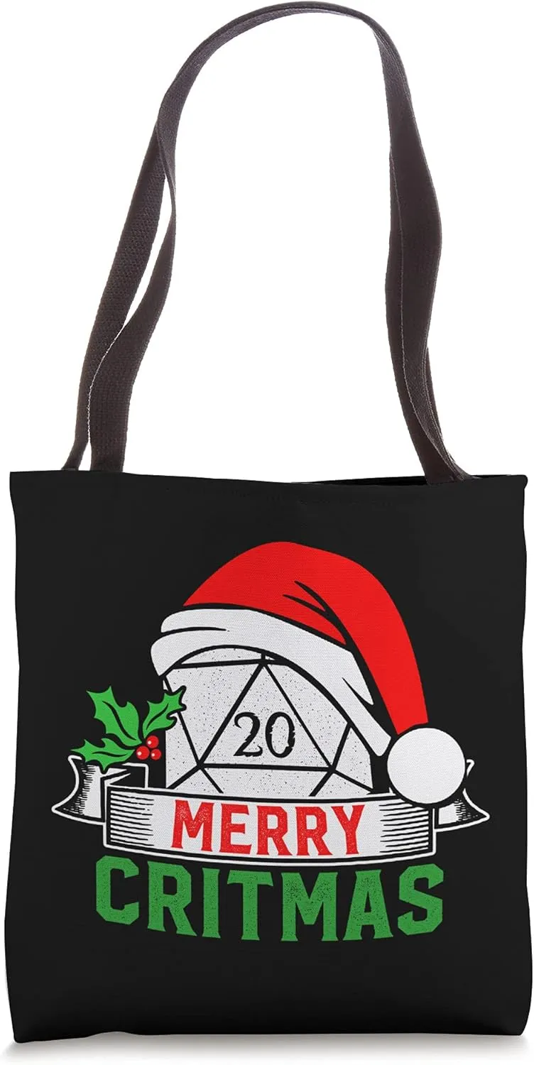 Merry Critmas Tabletop D20 RPG Gamer - Funny Christmas Tote Bag