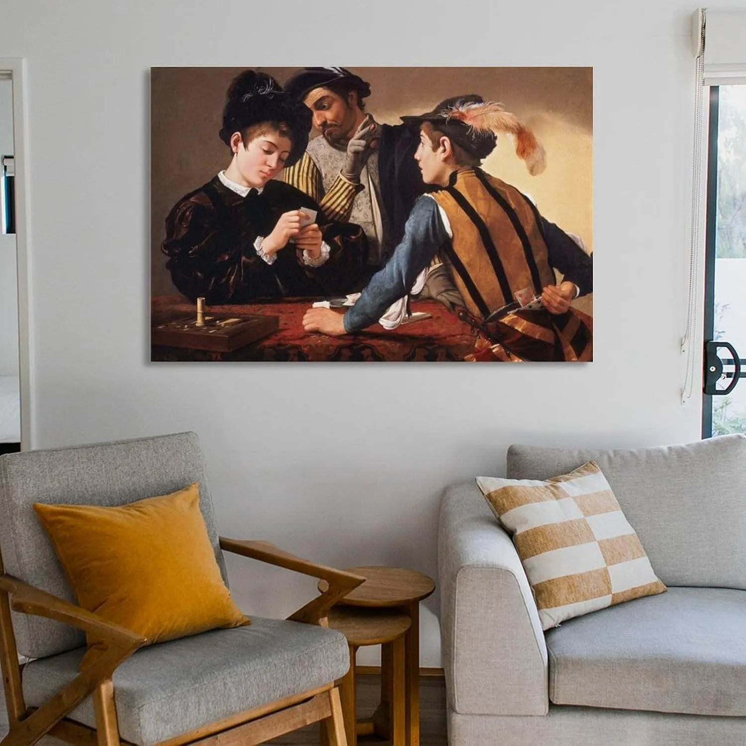 Michelangelo Merisi Da Caravaggio Artwork-The Cardsharp Poster Canvas Wall Art For Room Aesthetic And Decor Poster For Bedroom Living Room Bathroom Kitchen Office Decor 08x12inch(20x30cm) Unframe-styl