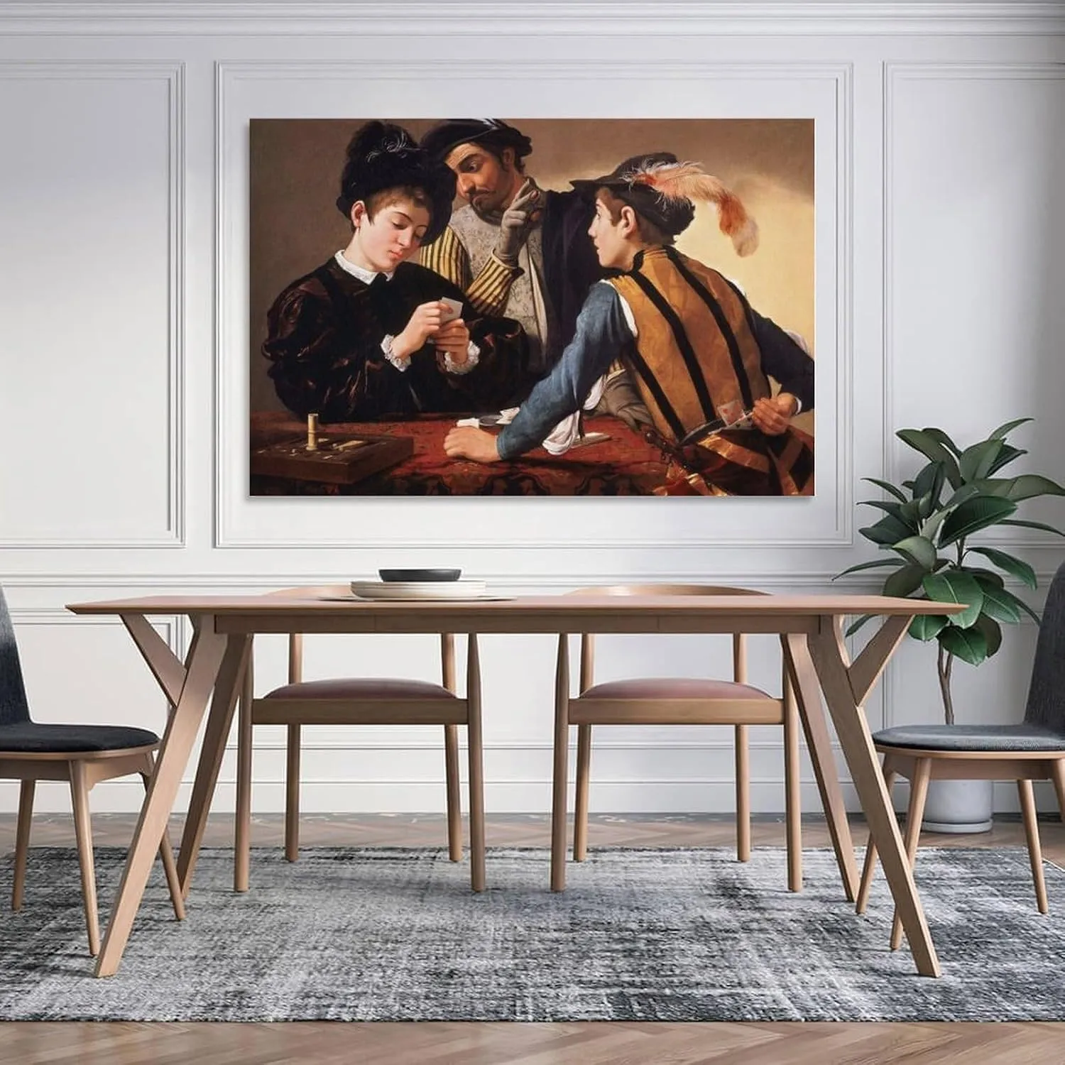 Michelangelo Merisi Da Caravaggio Artwork-The Cardsharp Poster Canvas Wall Art For Room Aesthetic And Decor Poster For Bedroom Living Room Bathroom Kitchen Office Decor 08x12inch(20x30cm) Unframe-styl
