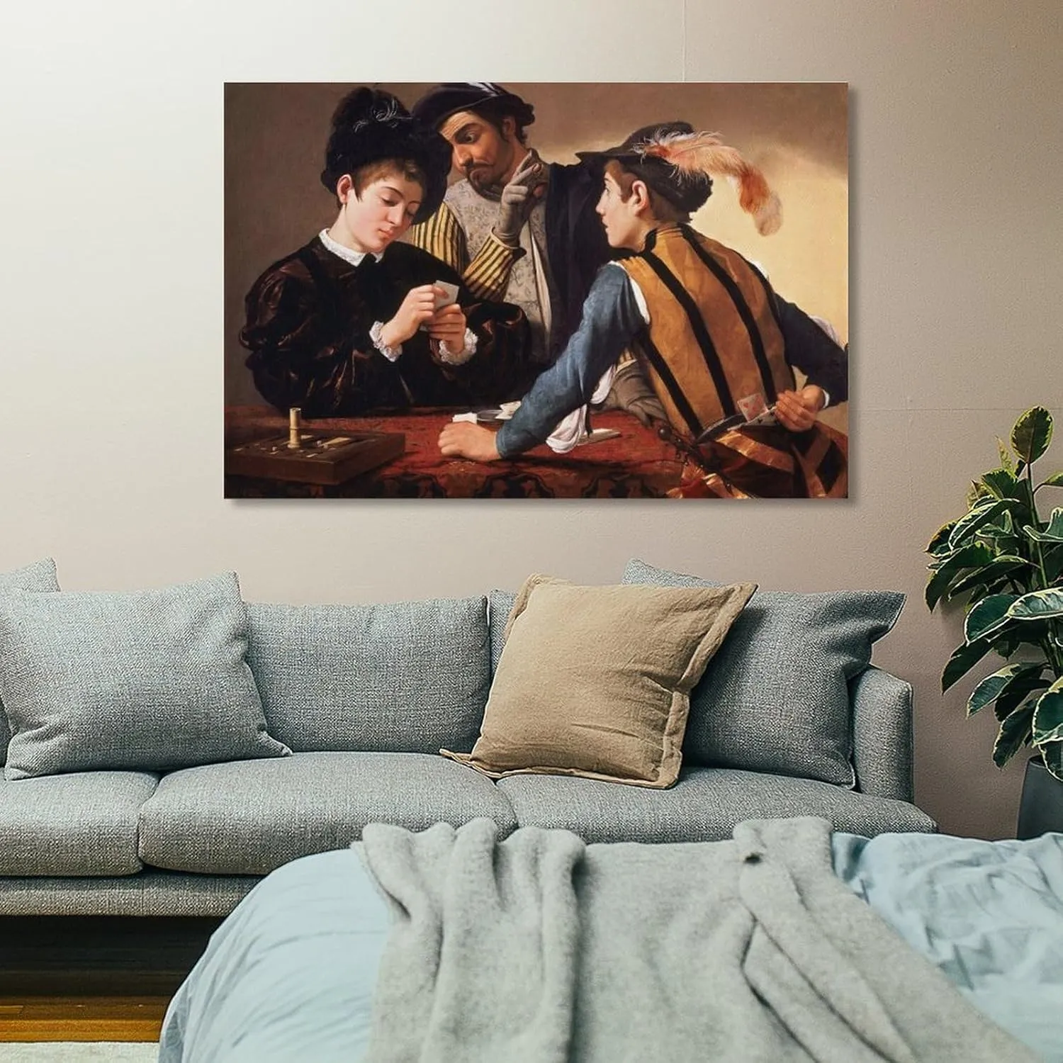 Michelangelo Merisi Da Caravaggio Artwork-The Cardsharp Poster Canvas Wall Art For Room Aesthetic And Decor Poster For Bedroom Living Room Bathroom Kitchen Office Decor 08x12inch(20x30cm) Unframe-styl