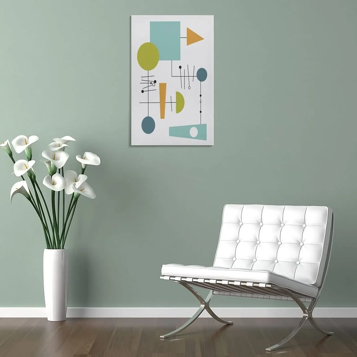 Mid Century Modern Atomic Art, Retro Style Wall Art Eames Style Poster Decorative Painting Canvas Wall Art Posters for Room Aesthetic 16x24inch(40x60cm)