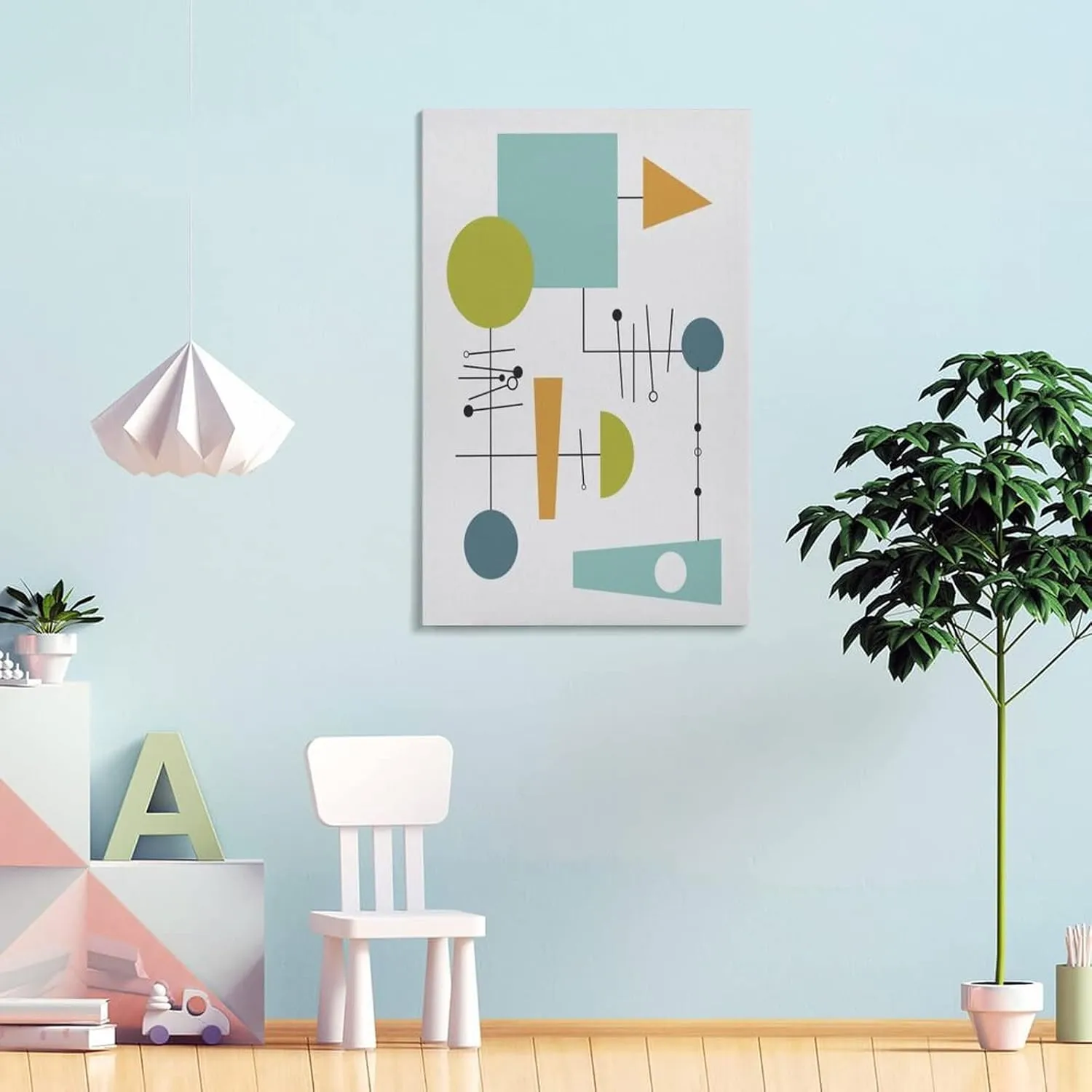 Mid Century Modern Atomic Art, Retro Style Wall Art Eames Style Poster Decorative Painting Canvas Wall Art Posters for Room Aesthetic 16x24inch(40x60cm)
