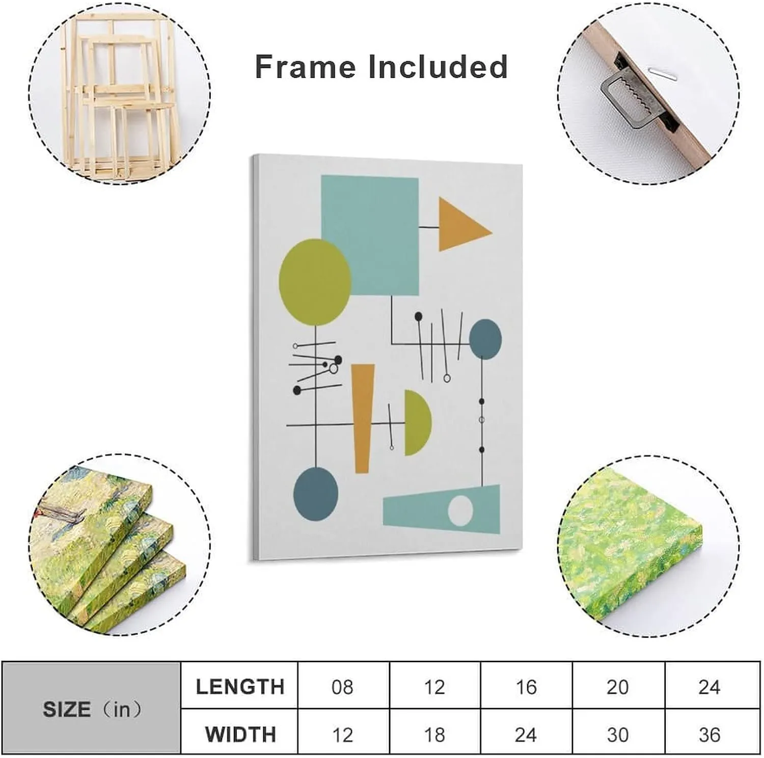 Mid Century Modern Atomic Art, Retro Style Wall Art Eames Style Poster Decorative Painting Canvas Wall Art Posters for Room Aesthetic 16x24inch(40x60cm)