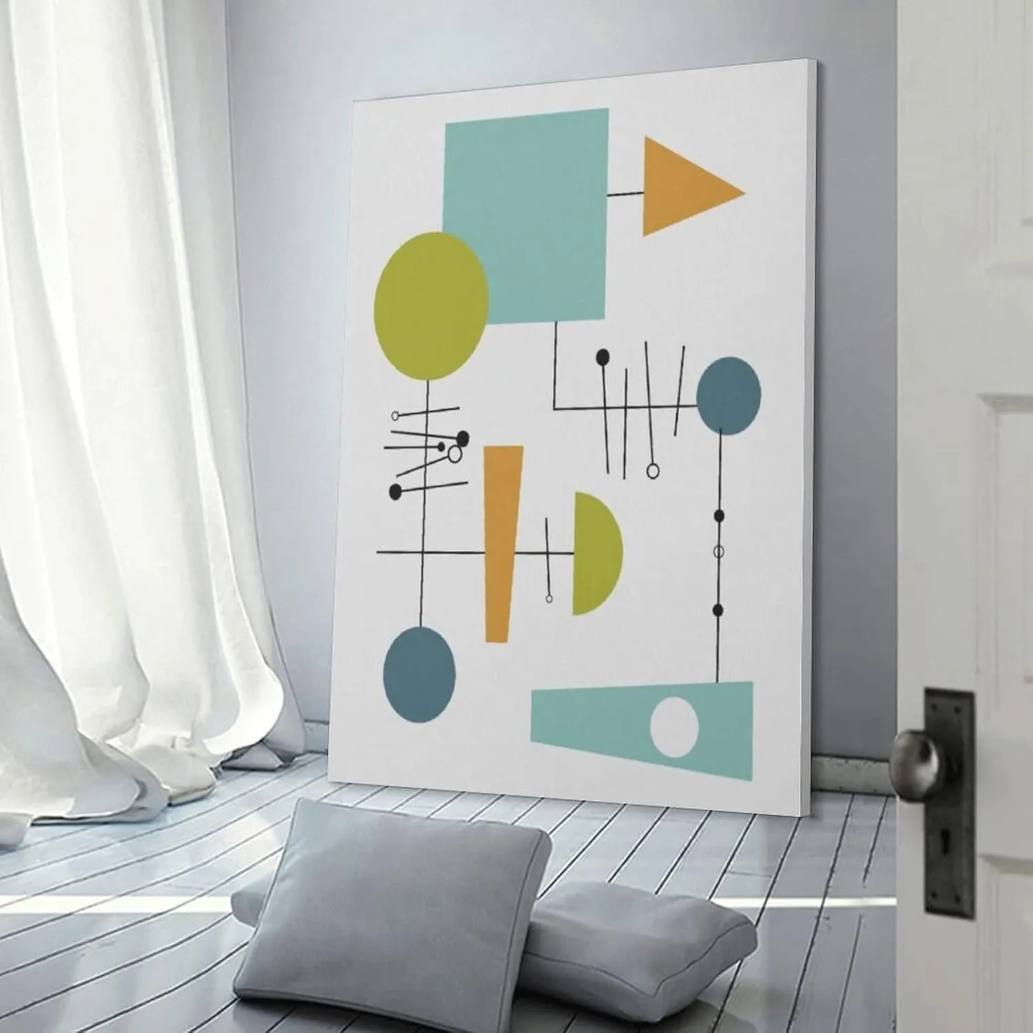 Mid Century Modern Atomic Art, Retro Style Wall Art Eames Style Poster Decorative Painting Canvas Wall Art Posters for Room Aesthetic 16x24inch(40x60cm)