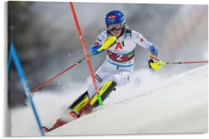 Mikaela Shiffrin Poster Alpine Skiing World Cup Athlete (2)-2436 Wall Art Poster Scroll Canvas Painting Picture Living Room Decor Home Framed/Unframed 16x24inch(40x60cm)