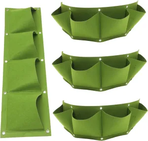 Mikikit 4pcs Wall Hanging Felt Garden Bags Outdoor Plant Drainage Root Protection