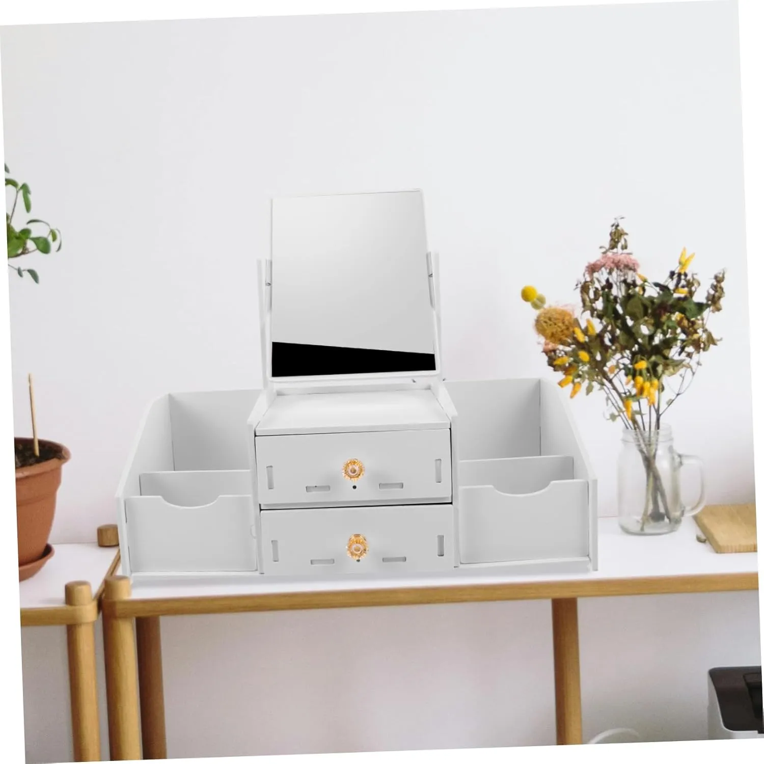 Mikinona Makeup Vanity Large Double-Sided Square Mirror Cosmetic Makeup Organizer Mirror