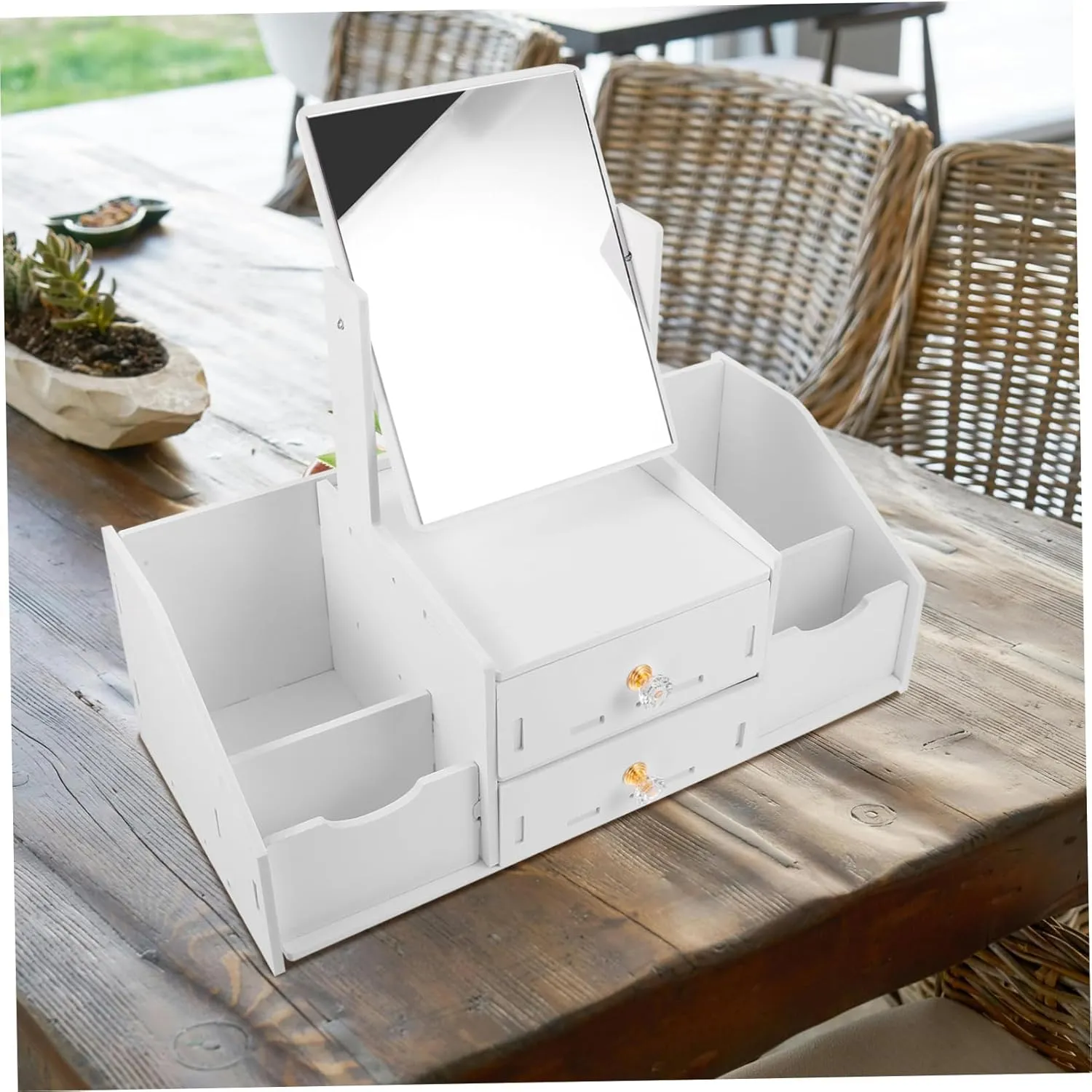 Mikinona Makeup Vanity Large Double-Sided Square Mirror Cosmetic Makeup Organizer Mirror