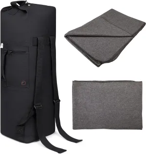 Military Duffle Bags   Camping Wool Blankets in Black Camo and Gray by Farm Blue