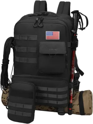 Military Tactical Backpack Army 3 Day Bag Pack Molle Bag Water Resistant, Black