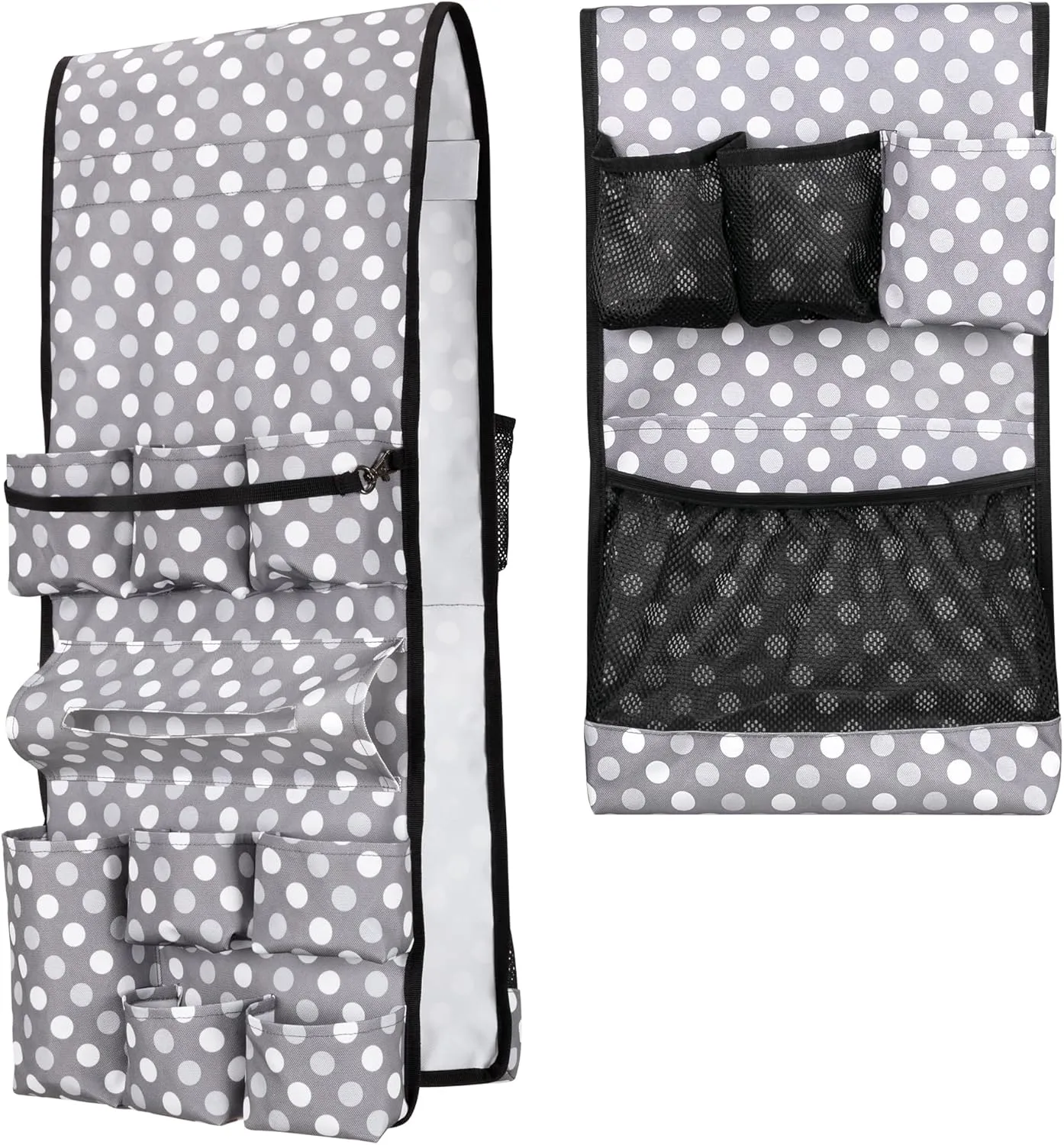 Mini Fridge Organizer, Dust Cover with 14 Pockets for Most Household Refrigerators, Hanging Mini Fridge Caddy Organizer Storage Bag for Dorm, Office, Kitchen, Home, School, Dots