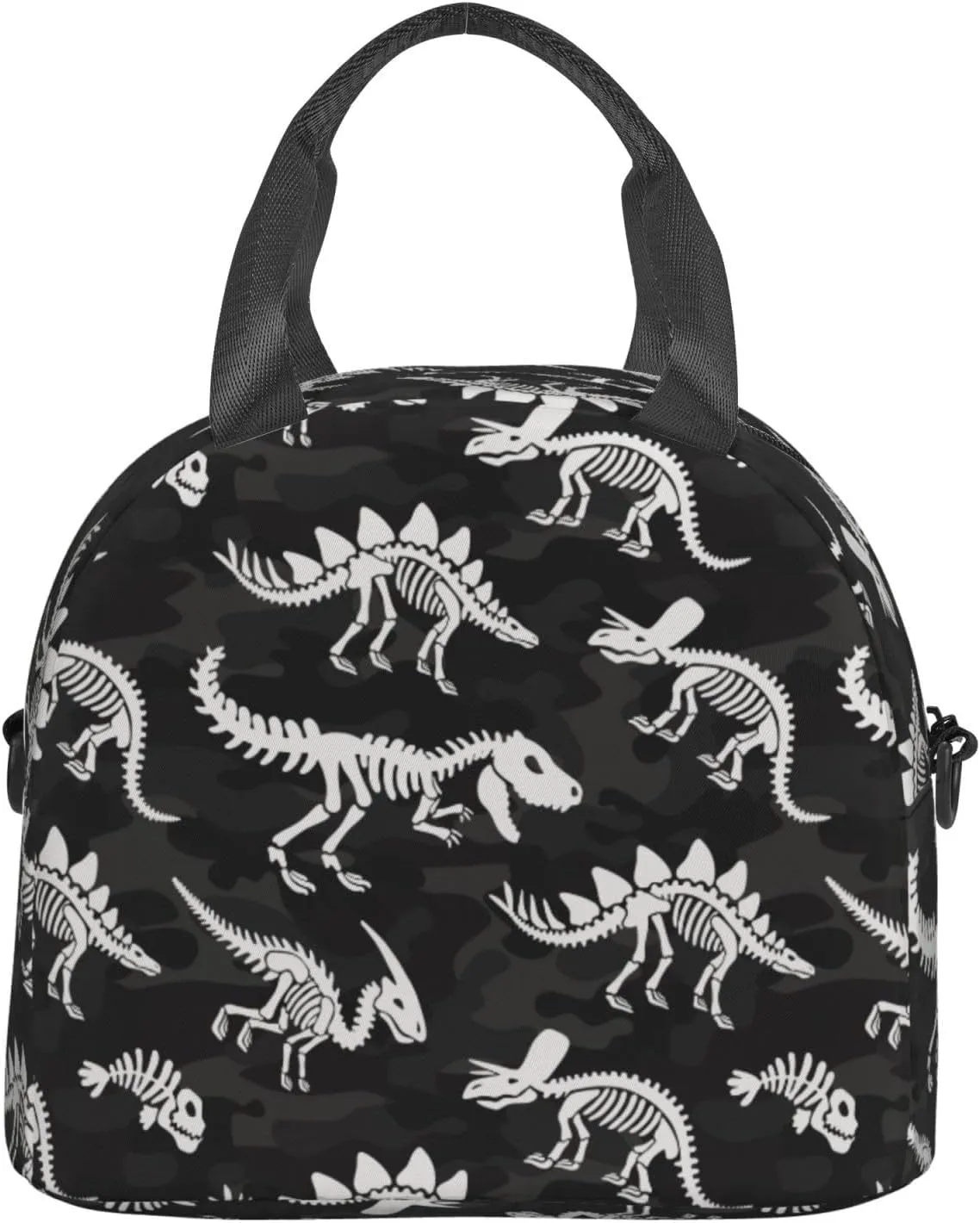 MOLAIGIN Camo Camouflage Military Dinosaur Skeleton Fossil Halloween Insulated Lunch With Adjustable Shoulder Strap Bag Reusable Lunch Box Cooler Tote Bag For Men Women