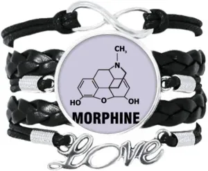 Molecular Structure Morphine Chemical Substance Bracelet Love Accessory Twisted Leather Knitting Rope Wristband Gift