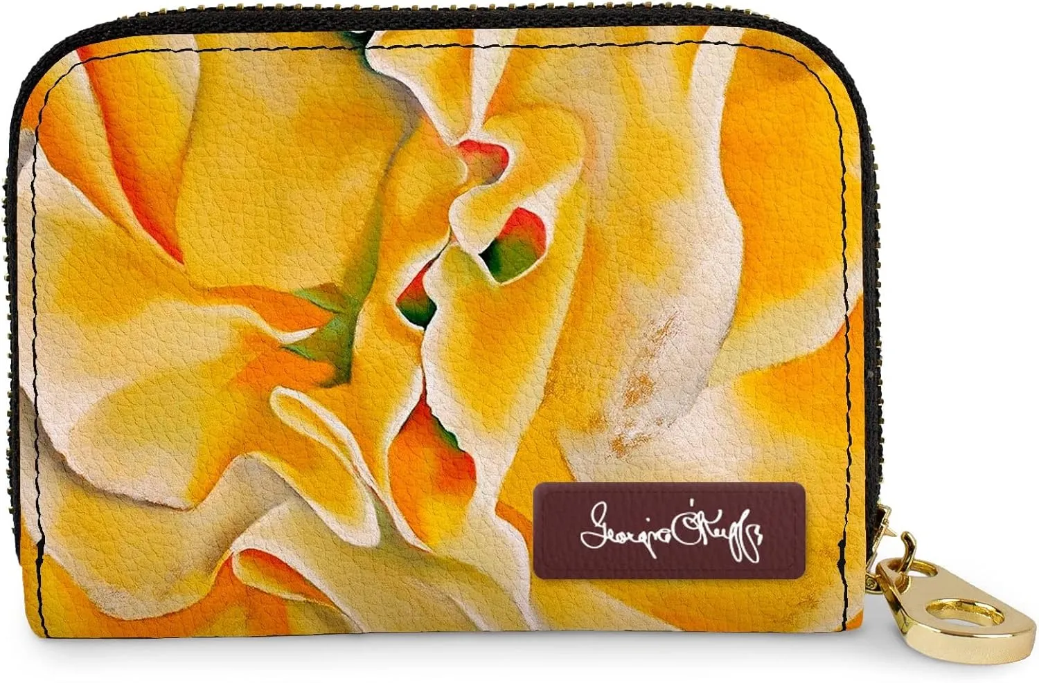 Monarque RFID Secure Armored Signature Zipper Wallet (Georgia O'Keeffe Sweet Pea)