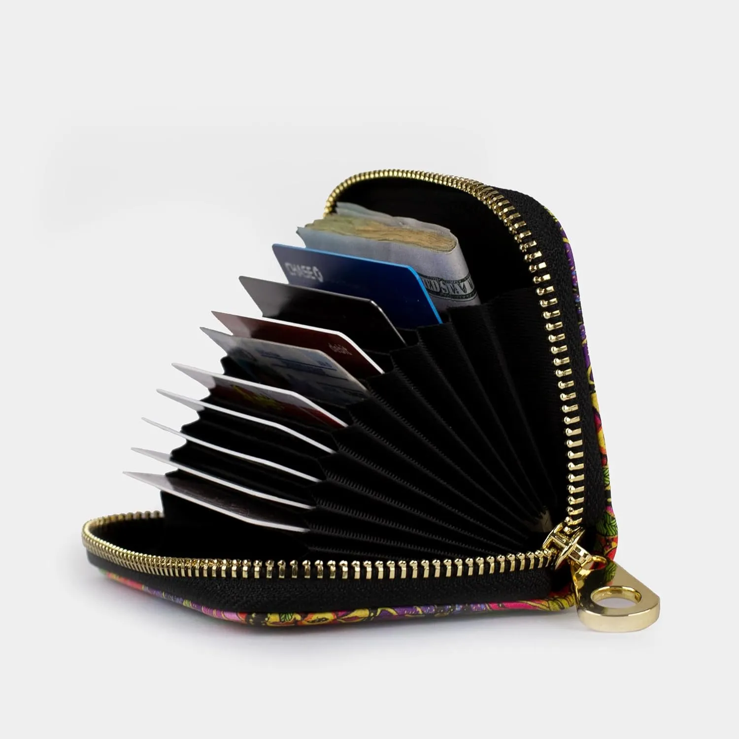 Monarque RFID Secure Armored Signature Zipper Wallet (Georgia O'Keeffe Sweet Pea)