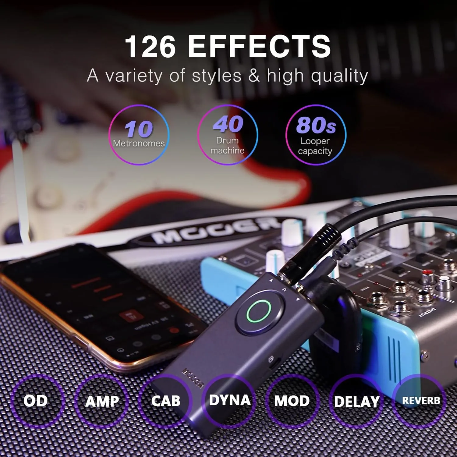 MOOER Prime P1 Multi-Effects Processor Headphone Amp with 126 Guitar/Bass/Acoustic Effects Effects, Tuner, Amp, Metronome for Practice and Performance