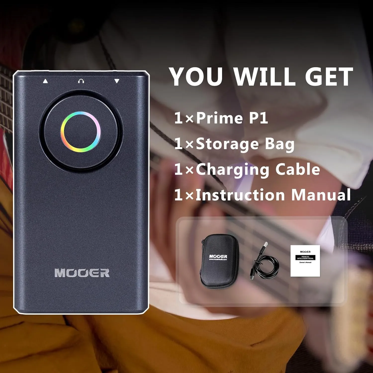 MOOER Prime P1 Multi-Effects Processor Headphone Amp with 126 Guitar/Bass/Acoustic Effects Effects, Tuner, Amp, Metronome for Practice and Performance