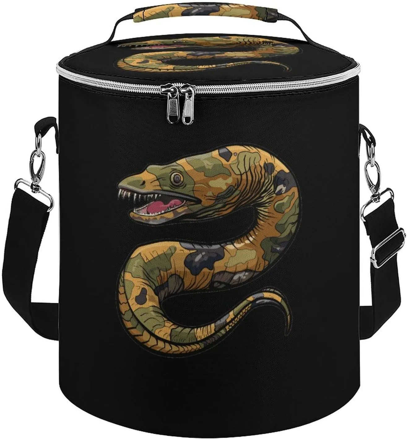 Moray Eel Camouflage Insulated Lunch Bag Reusable Cooler Tote Bag for Camping Picnic Beach Work