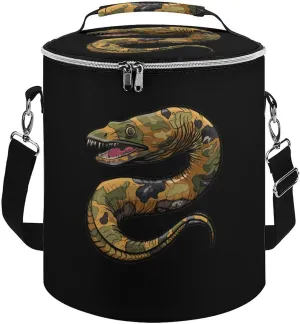 Moray Eel Camouflage Insulated Lunch Bag Reusable Cooler Tote Bag for Camping Picnic Beach Work