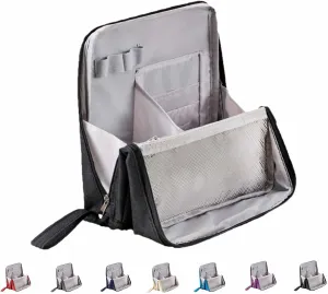 Multi-purpose Large Capacity Oxford Cloth Standing Makeup Bag, Portable Toiletry Bag, Waterproof Makeup Organizer with Compartments (Black)