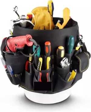 Multifunctional Tool Bucket Bag, Electrician Bag, Canvas Functional Bag, Maintenance Bag, Portable Construction Tool Kit Easy to Use