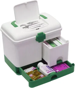 Multiple Layer Plastic Emergency Medicine Storage Box Handy First Aid Kit Container Green for Home Travel Portable Medical Organizer Lock Moisture Design