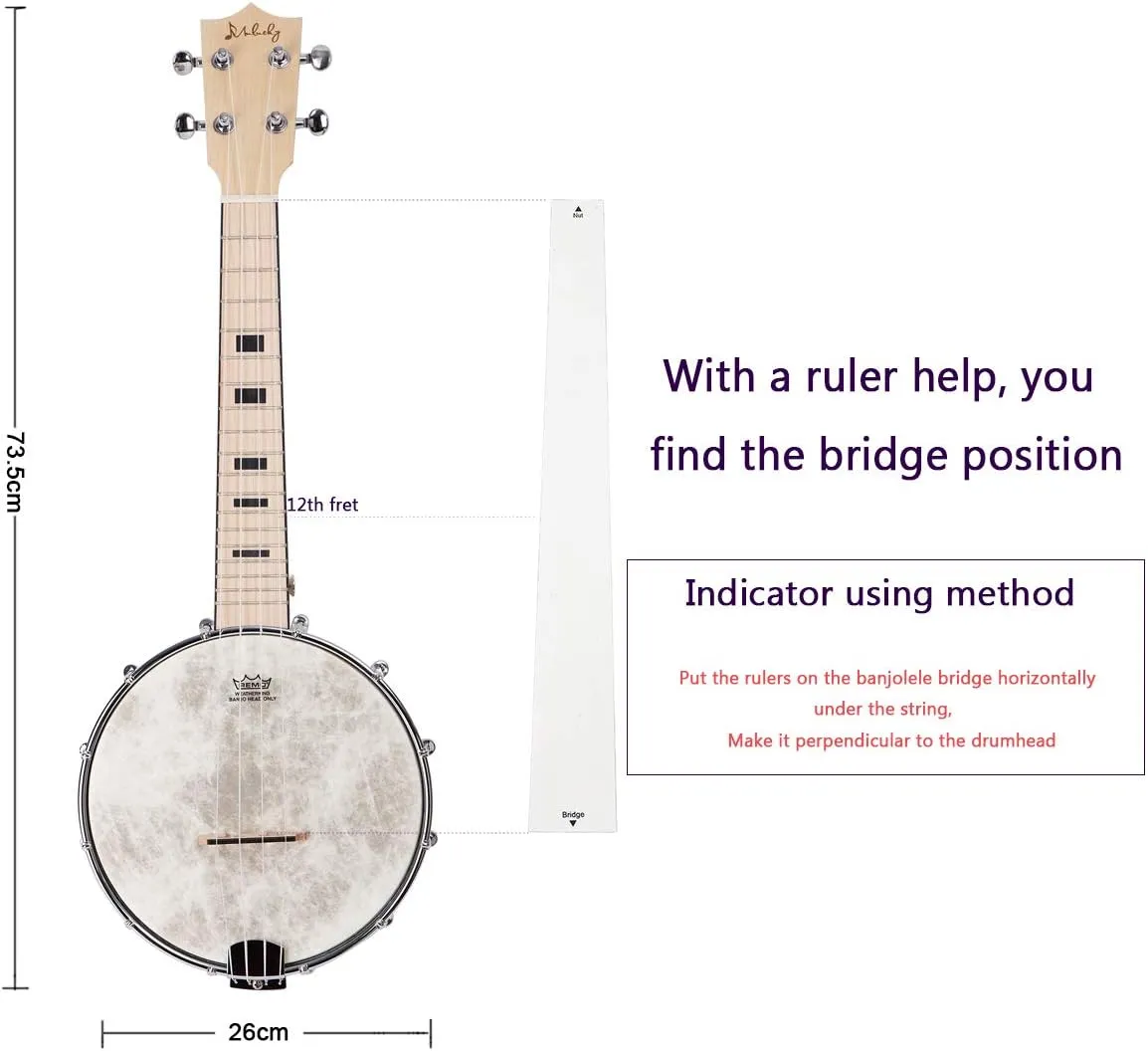 Mulucky 4-String Banjo Ukulele | 23" Maple Body with Bag, Tuner, Picks & Guide | Folk & Bluegrass Travel Instrument, MBU-802