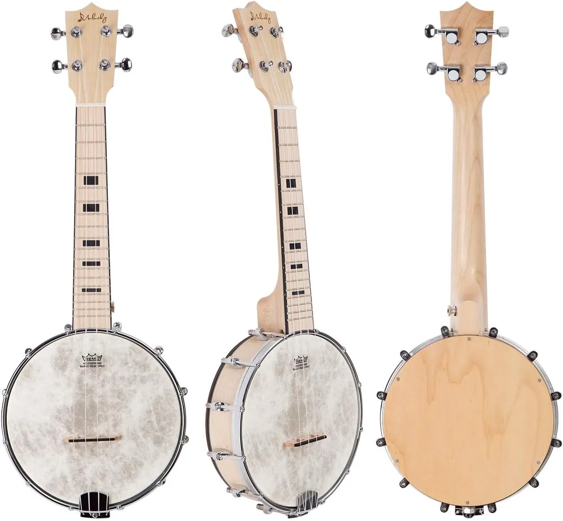 Mulucky 4-String Banjo Ukulele | 23" Maple Body with Bag, Tuner, Picks & Guide | Folk & Bluegrass Travel Instrument, MBU-802
