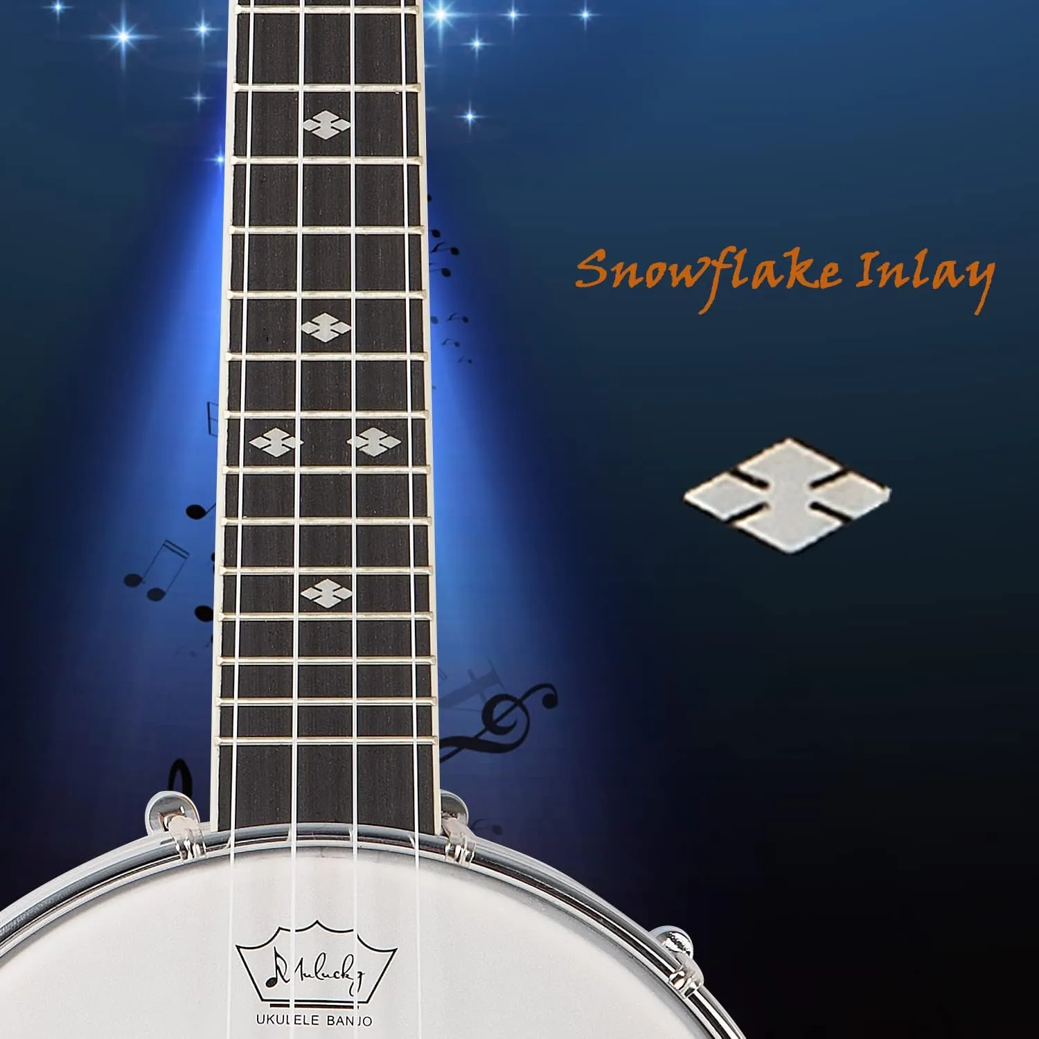 Mulucky 4-String Banjo Ukulele | 23" Sapele Wood with Remo Head & Nylon Strings | Dark Brown Travel Kit (Bag, Tuner, Picks) - BU8017