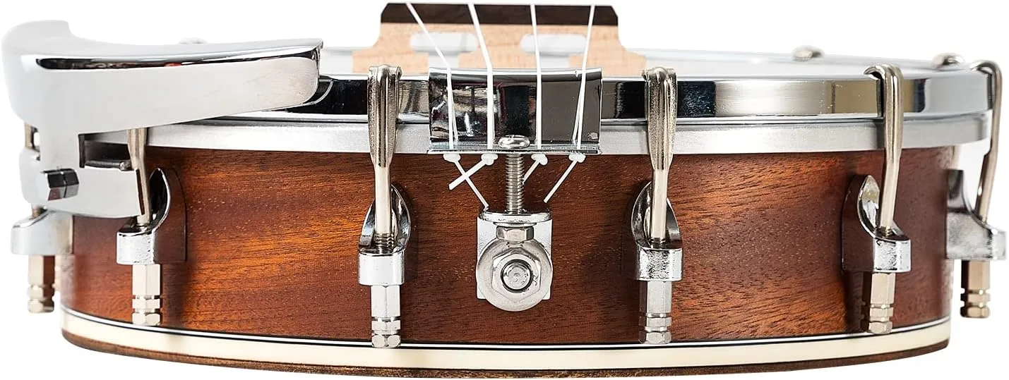 Mulucky 4-String Banjo Ukulele | 23" Sapele Wood with Remo Head & Nylon Strings | Dark Brown Travel Kit (Bag, Tuner, Picks) - MBU-806