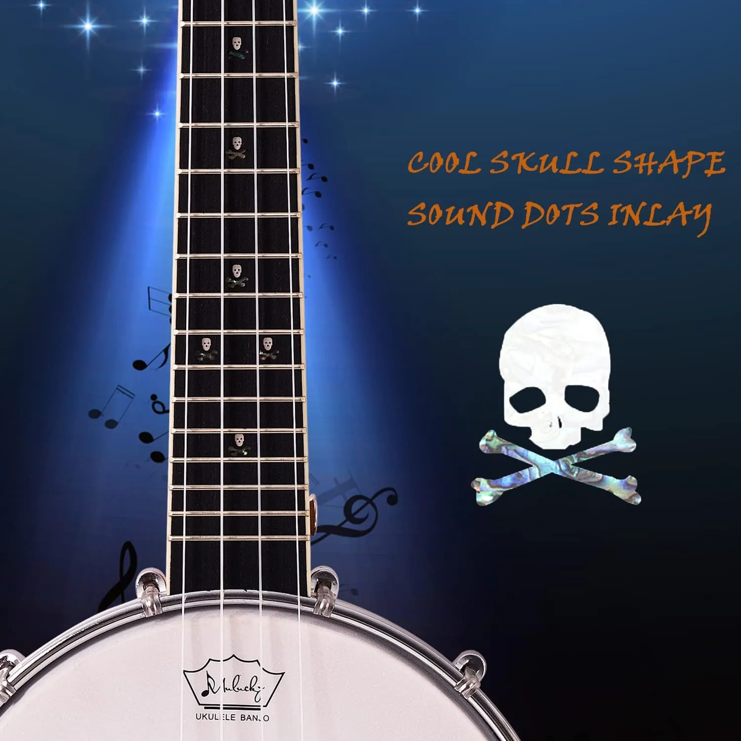 Mulucky 4-String Banjo Ukulele | 23" Sapele Wood with Remo Head & Nylon Strings | Dark Brown Travel Kit (Bag, Tuner, Picks) - MBU-808
