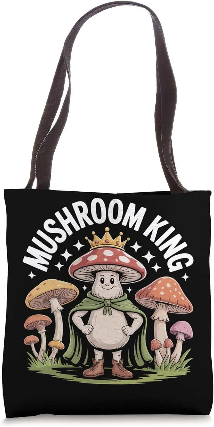 Mushroom King Crowned Fungi Champion Tote Bag